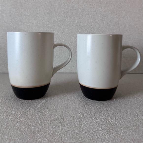 VTG Crate & Barrel Terra Mugs Set of 2 Tan Bands Speckled Stoneware Japan RARE - Picture 4 of 12